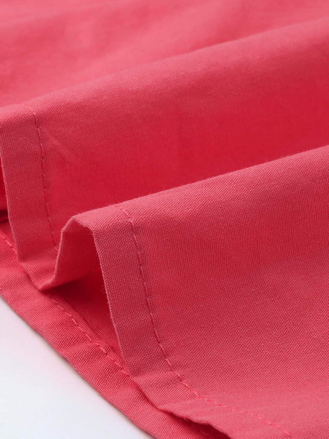 imageAllegra K Womens Vintage Peter Pan Collar Tie Neck Casual Cute Cotton ButtonUp ShirtPastel Red