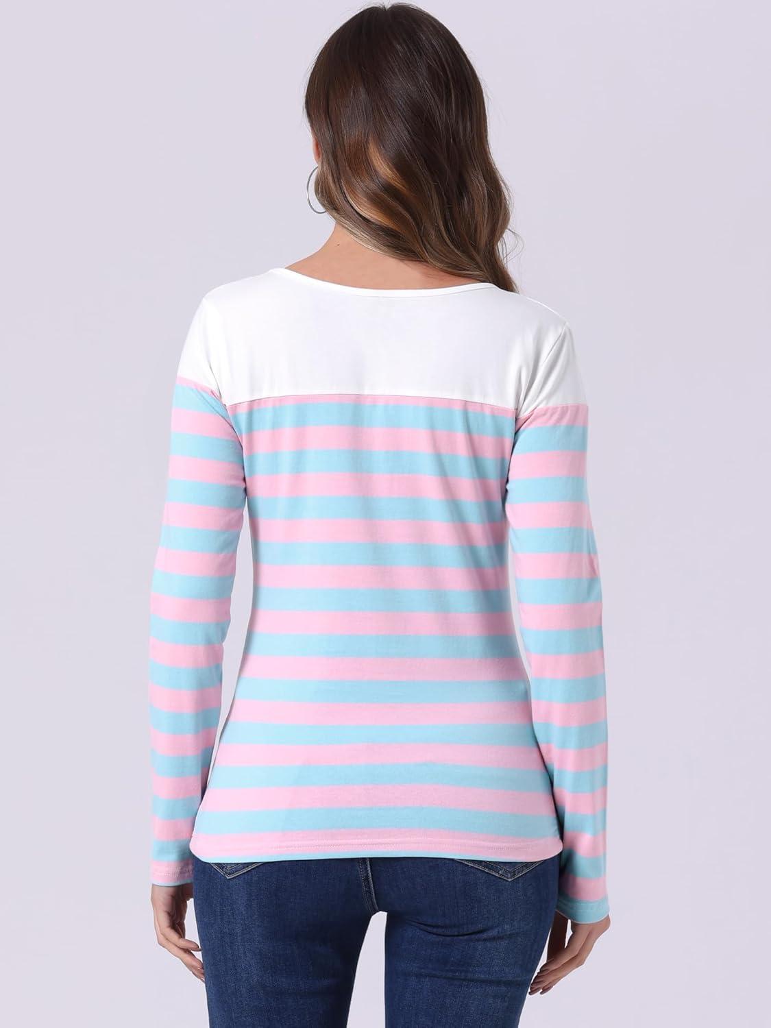 imageAllegra K womens CasualBlue Pink Stripe
