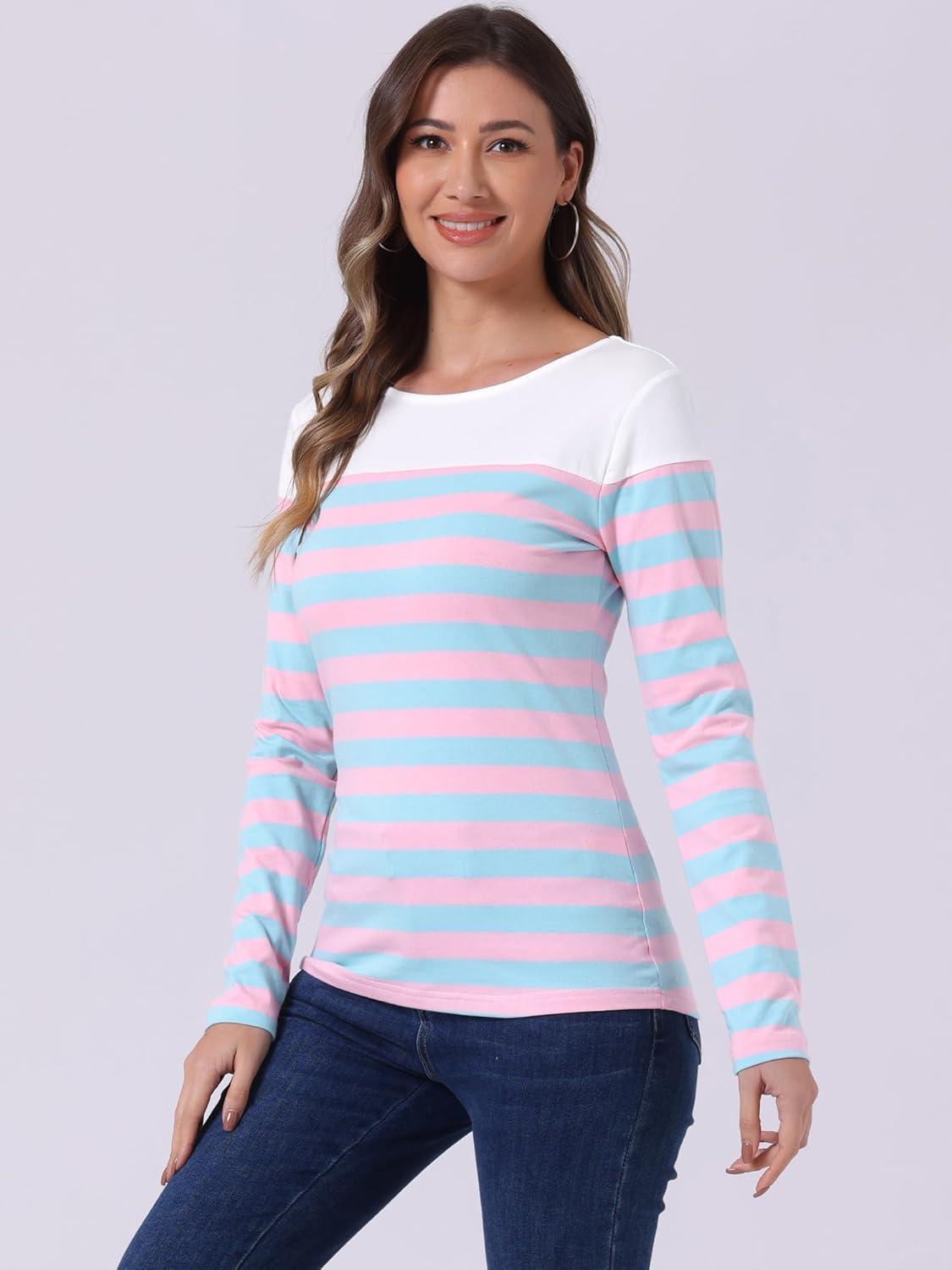 imageAllegra K womens CasualBlue Pink Stripe