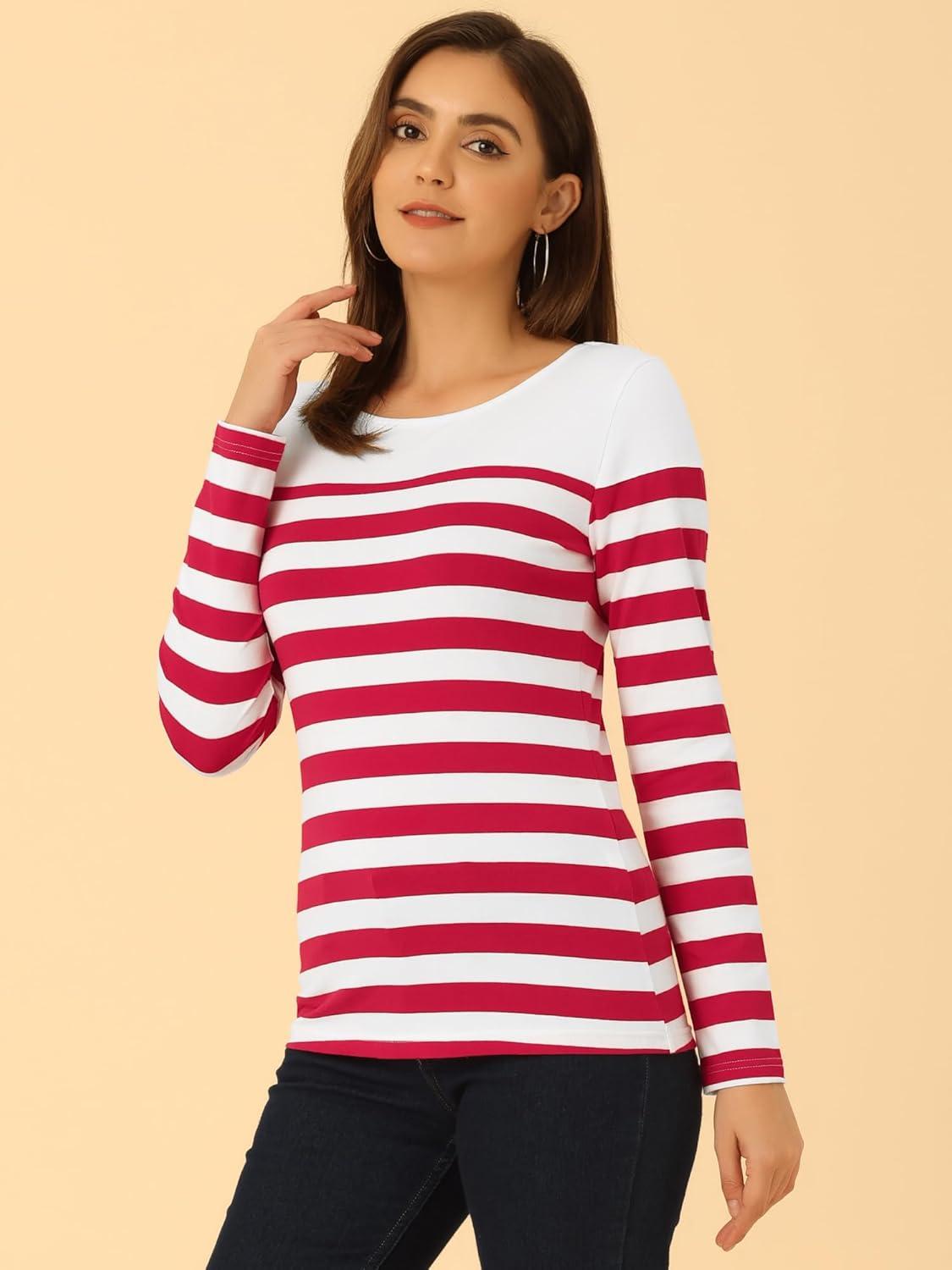 imageAllegra K womens CasualRed Stripe