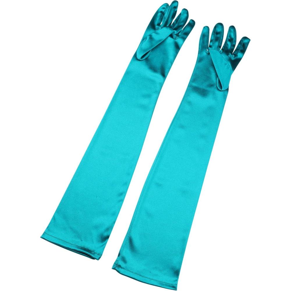 imageAllegra K Womens Long Gloves 1920S Evening Party Full Finger Mittens Elegant Opera GloveTeal Green