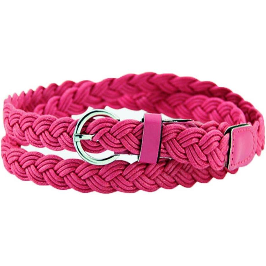 imageuxcell Women Skinny Braided Belt Adjustable Pin Buckle Weave CasualPink