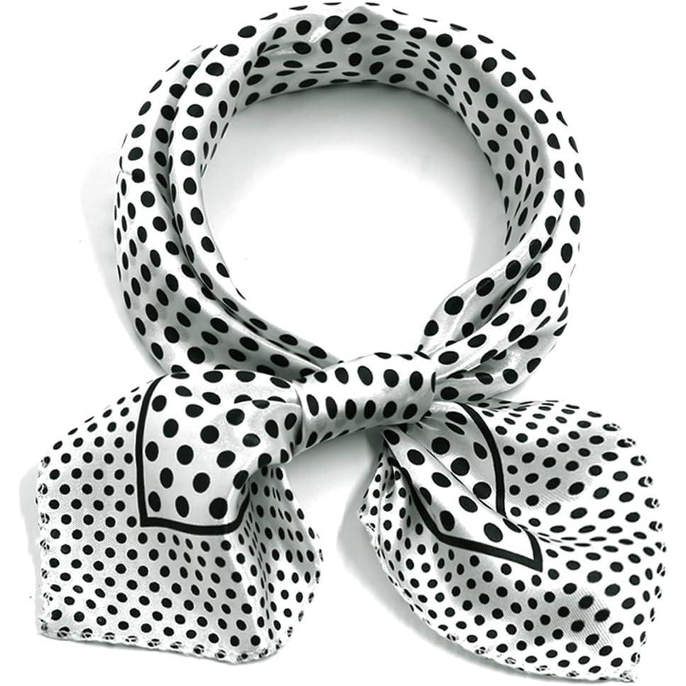 imageuxcell Women Small Square Scarf Scarves Leopard Printed Striped Polka Dots Pattern Kerchief NeckerchiefWhite Black Dots