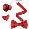 imageAllegra K Mens Solid Color PreTied Bow Tie with Matching Pocket Square Set for Wedding PartyRed
