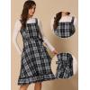 imageAllegra K Plaid Dress for Women Ruffled Sleeveless Vintage Tie Waist ALine Pinafore Overall DressesBlack White