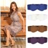 imageAllegra K Plus Size Interlock Buckle 8shaped Faux Leather Elastic Belt Cinch Waistband for LadyBlack