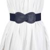 imageAllegra K Plus Size Interlock Buckle 8shaped Faux Leather Elastic Belt Cinch Waistband for LadyDark Blue