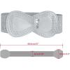 imageAllegra K Plus Size Interlock Buckle 8shaped Faux Leather Elastic Belt Cinch Waistband for LadyMetallic Silver