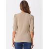 imageAllegra K Sweater Tops for Women Puff Short Sleeve V Neck Trendy Business Casual Summer t Shirt BlousesApricot