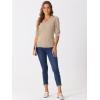 imageAllegra K Sweater Tops for Women Puff Short Sleeve V Neck Trendy Business Casual Summer t Shirt BlousesApricot