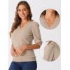 imageAllegra K Sweater Tops for Women Puff Short Sleeve V Neck Trendy Business Casual Summer t Shirt BlousesApricot
