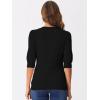 imageAllegra K Sweater Tops for Women Puff Short Sleeve V Neck Trendy Business Casual Summer t Shirt BlousesBlack
