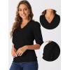 imageAllegra K Sweater Tops for Women Puff Short Sleeve V Neck Trendy Business Casual Summer t Shirt BlousesBlack