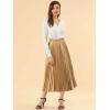 imageAllegra K Women Pleated Skirt Midi Length Elastic High Waisted A Line Metallic Shirring Party SkirtsGold