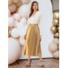 imageAllegra K Women Pleated Skirt Midi Length Elastic High Waisted A Line Metallic Shirring Party SkirtsGold
