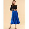 imageAllegra K Women Pleated Skirt Midi Length Elastic High Waisted A Line Metallic Shirring Party SkirtsRoyal Blue