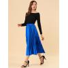 imageAllegra K Women Pleated Skirt Midi Length Elastic High Waisted A Line Metallic Shirring Party SkirtsRoyal Blue