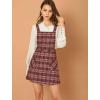 imageAllegra K Womens Christmas Plaid Tartan Skirt Button Decor ALine Pinafore Overall DressBurgundy