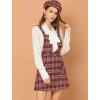 imageAllegra K Womens Christmas Plaid Tartan Skirt Button Decor ALine Pinafore Overall DressBurgundy