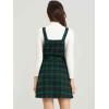 imageAllegra K Womens Christmas Plaid Tartan Skirt Button Decor ALine Pinafore Overall DressGreen