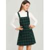 imageAllegra K Womens Christmas Plaid Tartan Skirt Button Decor ALine Pinafore Overall DressGreen
