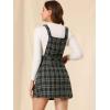 imageAllegra K Womens Christmas Plaid Tartan Skirt Button Decor ALine Pinafore Overall DressNavy Blue