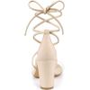 imageAllegra K Womens Clear Strap Block Heels Lace Up Heels SandalsBeige
