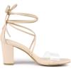 imageAllegra K Womens Clear Strap Block Heels Lace Up Heels SandalsBeige