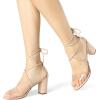 imageAllegra K Womens Clear Strap Block Heels Lace Up Heels SandalsBeige