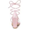imageAllegra K Womens Clear Strap Block Heels Lace Up Heels SandalsBling Pink