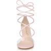 imageAllegra K Womens Clear Strap Block Heels Lace Up Heels SandalsBling Pink