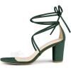 imageAllegra K Womens Clear Strap Block Heels Lace Up Heels SandalsDark Green