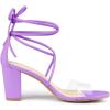 imageAllegra K Womens Clear Strap Block Heels Lace Up Heels SandalsLavender