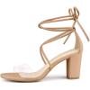 imageAllegra K Womens Clear Strap Block Heels Lace Up Heels SandalsNude