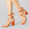 imageAllegra K Womens Clear Strap Block Heels Lace Up Heels SandalsOrange