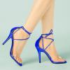 imageAllegra K Womens Clear Strap Stiletto Heel Lace Up Heels SandalsDark Blue