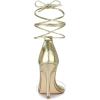 imageAllegra K Womens Clear Strap Stiletto Heel Lace Up Heels SandalsGold