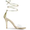imageAllegra K Womens Clear Strap Stiletto Heel Lace Up Heels SandalsGold