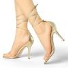 imageAllegra K Womens Clear Strap Stiletto Heel Lace Up Heels SandalsGold