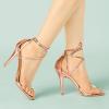 imageAllegra K Womens Clear Strap Stiletto Heel Lace Up Heels SandalsRose Gold