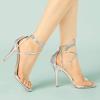 imageAllegra K Womens Clear Strap Stiletto Heel Lace Up Heels SandalsSilver
