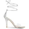 imageAllegra K Womens Clear Strap Stiletto Heel Lace Up Heels SandalsSilver