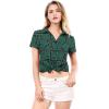 imageAllegra K Womens Cotton Classic Button Down Western Plaid ShirtGreen
