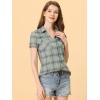 imageAllegra K Womens Cotton Classic Button Down Western Plaid ShirtGrey Blue