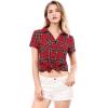 imageAllegra K Womens Cotton Classic Button Down Western Plaid ShirtRed