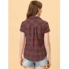 imageAllegra K Womens Cotton Classic Button Down Western Plaid ShirtRed Green