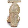 imageAllegra K Womens Glitter Ankle Strap Chunky Heels SandalsGold