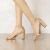imageAllegra K Womens Glitter Ankle Strap Chunky Heels SandalsGold