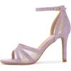 imageAllegra K Womens Glitter Ankle Strap Stiletto Heels SandalsPurple