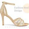 imageAllegra K Womens Glitter Ankle Strap Stiletto Heels SandalsRose Gold